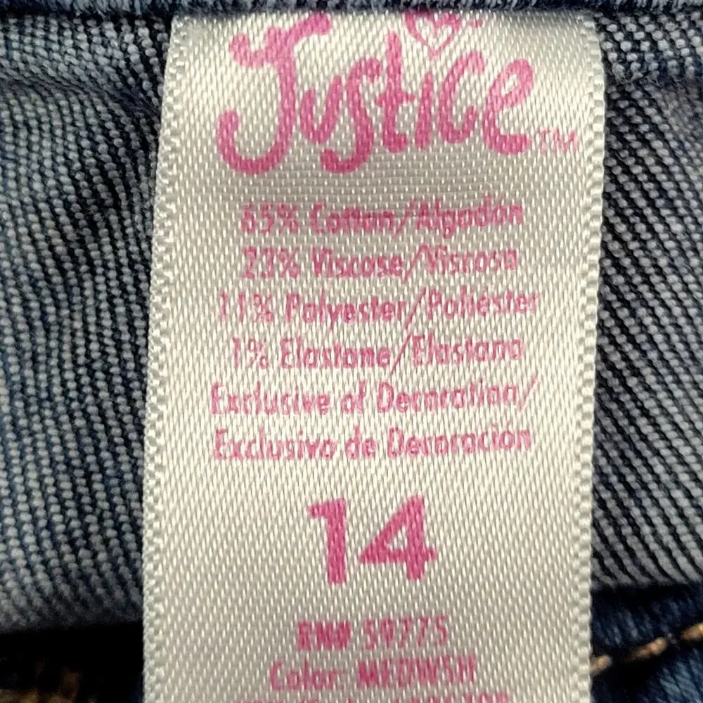 Justice Girls Denim Midi‎ Medium Wash Shorts Size 14